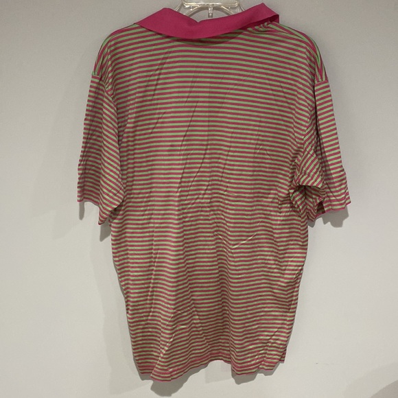💜 FREE w/ PURCHASE 💜 🌳 Vintage Striped Green and Pink Polo Shirt 🌳 - Picture 5 of 5